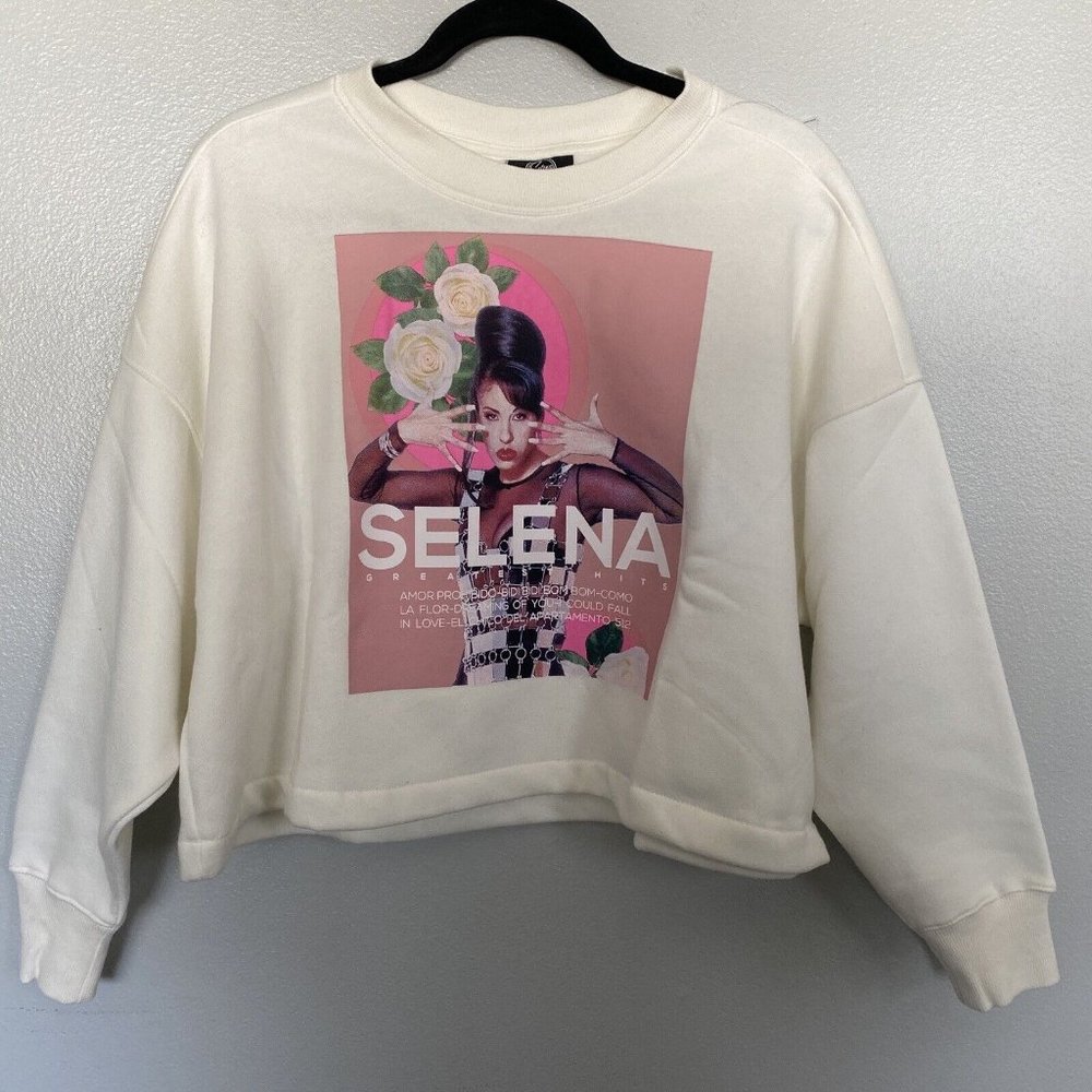 SELENA Oversized Cropped Licensed  Graphic Sweatshirt Pop Women Large